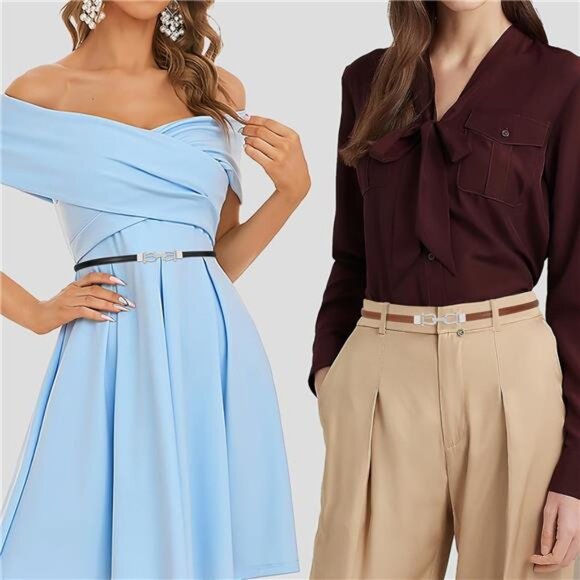 Leather Belts 37 Inches with Golden Buckle 2 Pack 02a-classic Black+brown - Picture 2 of 6